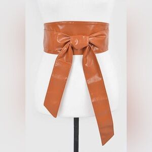 Women’s Faux Leather Wide Waist Cinch Obi Statement Belt